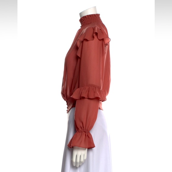 Mock neck tiered ruffle sleeve Victorian blouse - Picture 3 of 10